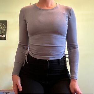 Dynamite Tied/Ruched Long-Sleeve Top